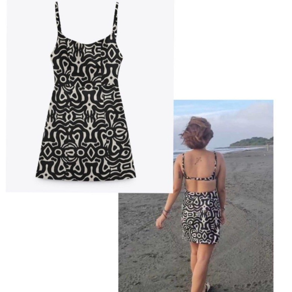 Zara Black and White Backless Dress